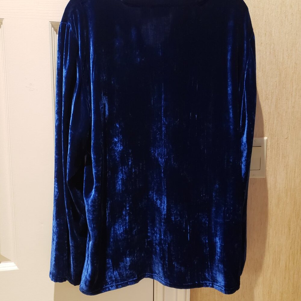 Chico's Blue Velvet Beaded Top - Sz 3 -NWOT - Picture 4 of 4